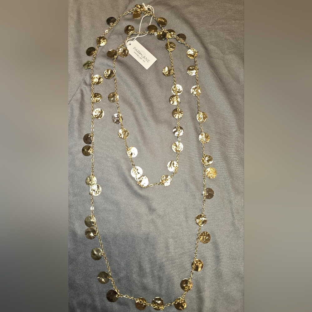 Park Lane Shimmering Gold Disc Necklace